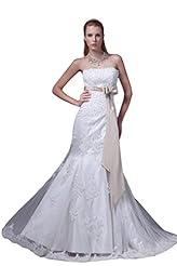 Strapless Satin Mermaid Corset   Waistline Wedding Dress 