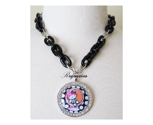 Tarina Tarantino Hello Kitty Pink Head Mod Link Necklace  Black