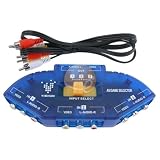 3 to 1 Composite AV Signal Switch w/ RCA AV cable, Clear Blue