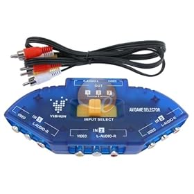AV Audio Video RCA 3 Way Switch Switcher Splitter+Cable by