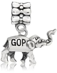 Bling Jewelry Patriotic Silver GOP Republican Elephant Dangle Bead Fits Pandora
