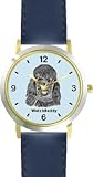 IMAGE OF Poodle - Toy (SC) Dog - WATCHBUDDY® DESIGNER DELUXE TWO-TONE THEME WATCH - Arabic Numbers-AQUA MARINE STYLE - Pale Blue Dial with Blue Leather Strap-Size-Large ( Men's Size or Jumbo Women's Size )
