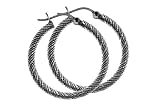 Large Sterling Silver Creole Earrings With Zig-zag Design Engraved