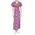 Adi Designs Purple Collar Neck Dress with Black & White Flower Pattern