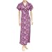 Adi Designs Purple Collar Neck Dress with Black & White Flower Pattern