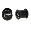 Black Acrylic Single Flare Plug - Gun Logo - 00g- Sold as a Pair