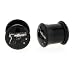 Black Acrylic Single Flare Plug - Gun Logo - 00g- Sold as a Pair