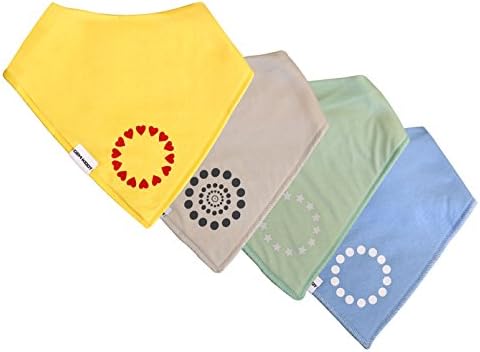 Bandana Drool Bibs with Snaps for Girls &amp; Boys | 4-Pack Unique Gift Set by Gem Kiddy