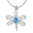 Sterling Silver with Blue Opal Dragonfly Necklace