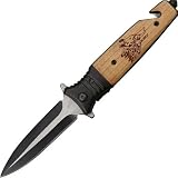 Szco Supplies Deer Laser-Wood Handle Assisted Knife