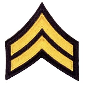 CORPORAL CHEVRON POLICE ARMY MILITARY SECURITY UNIFORM INSIGNIA PATCH EMBLEM GOLD ON BLACK EMBROIDERY 3", PAIR ! 2 INCLUDED !