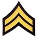 CORPORAL CHEVRON POLICE ARMY MILITARY SECURITY UNIFORM INSIGNIA PATCH EMBLEM GOLD ON BLACK EMBROIDERY 3", PAIR ! 2 INCLUDED !