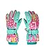 Hiheart Girls Winter Ski Gloves Waterproof Outdoor Thicken Glove Pink Letter 3-6 Years
