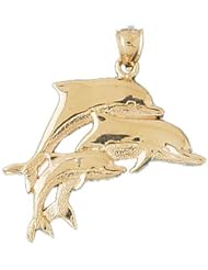 Dazzlers Solid 14 karats gold Dolphins Charm Pendant Available in three colors from jewelsberry (weights: 5.6 grams only)