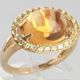 14K Yellow Gold 3.80 Carat Citrine and Peridot Ring by