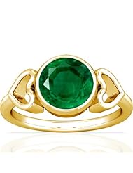 18K Yellow Gold Round Cut Emerald Womens Astrological Ring