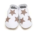 Stars White Taupe, cute soft leather baby shoes, Large 12-18 Months [並行輸入品]