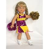 Got Spirit Sequin 4PCS Cheerleader Outfit Berry/Gold fits 18 inch American doll