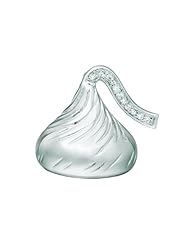 Sterling silver White Diamonds 0.05ct TDW Medium Flat Back Hersheys Kiss w/ diamond plume Pendant (H-I, SI1-SI2)