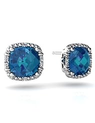 Genuine London Blue Topaz 14kt White Gold Earrings