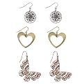 Filigree Heart and Butterfly Earring Set - 3 Piece