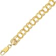 14K Yellow Gold Double Link Charm Bracelet - 8 inches