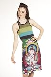 AMARILLOLIMON - Robe Tunique imprimé Boudha vert DALAI - Femme