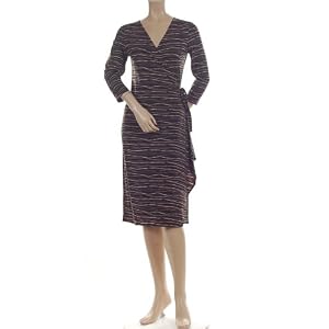 BCBG OLIVE STRIPE PRINT JERSEY WRAP DRESS NEW XS P