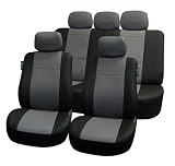 Universal Car Seat Cover Full Set Synthetic Leather Airbags Ready and Rear Seat Split Pu-002 Gray/black 115