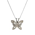 Sterling Silver Butterfly Necklace with Diamond Accents