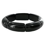 15mm wide Black Onyx Gemstone Stretch Bracelet Fits for all