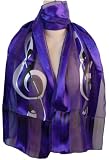 Purple & Black Piano, Notes & G Clef Satin Stripe Oblong Scarf/Sash/Belt