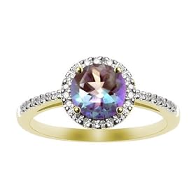 10k Yellow Gold, June Birthstone, Lab Created Alexandrite and Diamond Ring by Amazon.com Collection