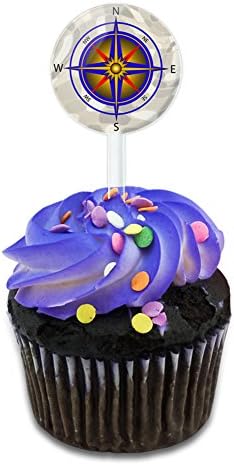 Compass Nautical North South East West Cake Cupcake Toppers Picks Set