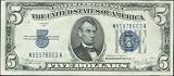 Series 1934 $5 Silver Certificate Big Blue Seal, Old U.S. Paper Money