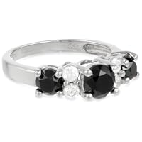 10k White Gold Black and White Diamond Ring (2 cttw)