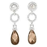 Sterling Silver Simulated Smoky Topaz and Cubic Zirconia Drop Earrings by Charles Winston