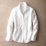 TravelSmith Womens Foxcroft Tuxedo Bib Non-Iron Shirt White 12