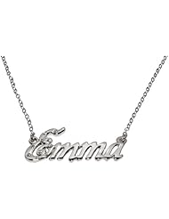 Name Necklaces Emma - Personalized Necklace White Gold Plated 18K, Belcher Chain, 2mm Thick