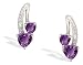 14K White Gold Genuine Heart Amethyst and Diamond Earrings