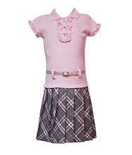 Rare Editions Girls 7-16 Ruffle Top To Plaid Skirt