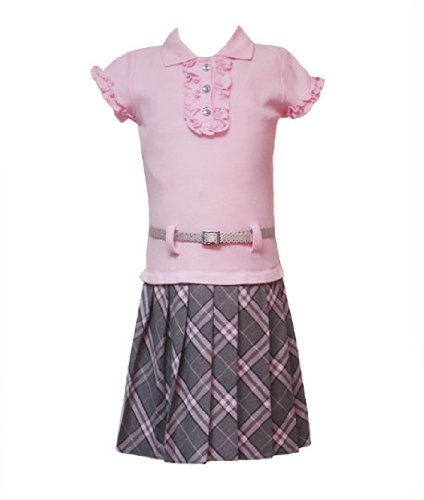 Rare Editions Girls 7-16 Ruffle Top To Plaid Skirt
