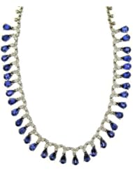 11.49 Ct White Gold Sapphire & Diamond Necklace 14 Kt