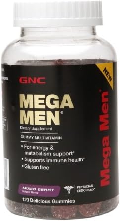 Gummy Multivitamin, Mixed Berry 120 ea By GNC Mega Men(Pack of 2)