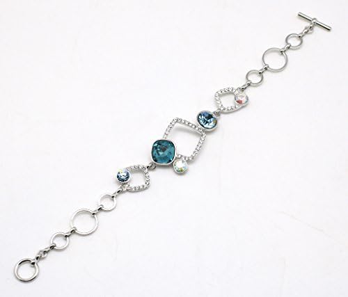 JessyMoon Swarovski Elements Crystal Bracelet Silver Tone For Women Fashion Jewelry Dia.2.4"