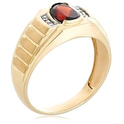 10k Yellow Gold Garnet and Diamond Men's Ring 10k Yellow Gold Garnet and Diamond Men's Ring