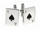 Silver-Tone Men's Cuff Links ACE of SPADES Shaped Cufflinks