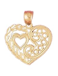 Dazzlers Solid 14k Gold Heart Charm Pendant Available in three colors from jewelsberry (weights: 1.3 grams only)