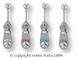 PEACE SIGN ZIPPER WITH GEM BELLY RING BNAPCZPBZ-BLUE ZIRCON