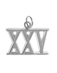 Roman Numeral Pendant for Celebrating All Occasions; Anniversary, Birthdays and Milestones, #512.25, 1-1/16" Tall with Loop, Sterling Silver, #XXV